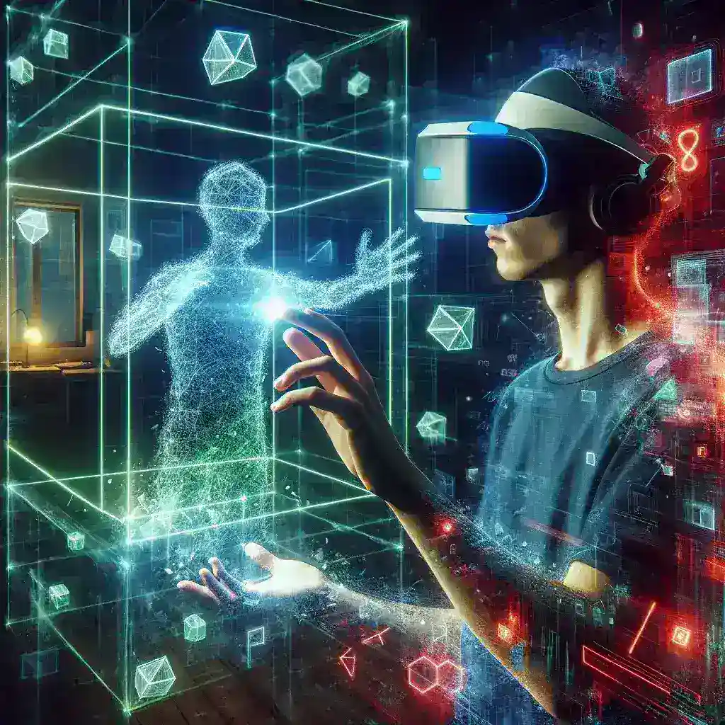 "Immersive gameplay experience on a mixed reality platform showcasing physical and digital objects seamlessly integrated in a vibrant virtual environment."