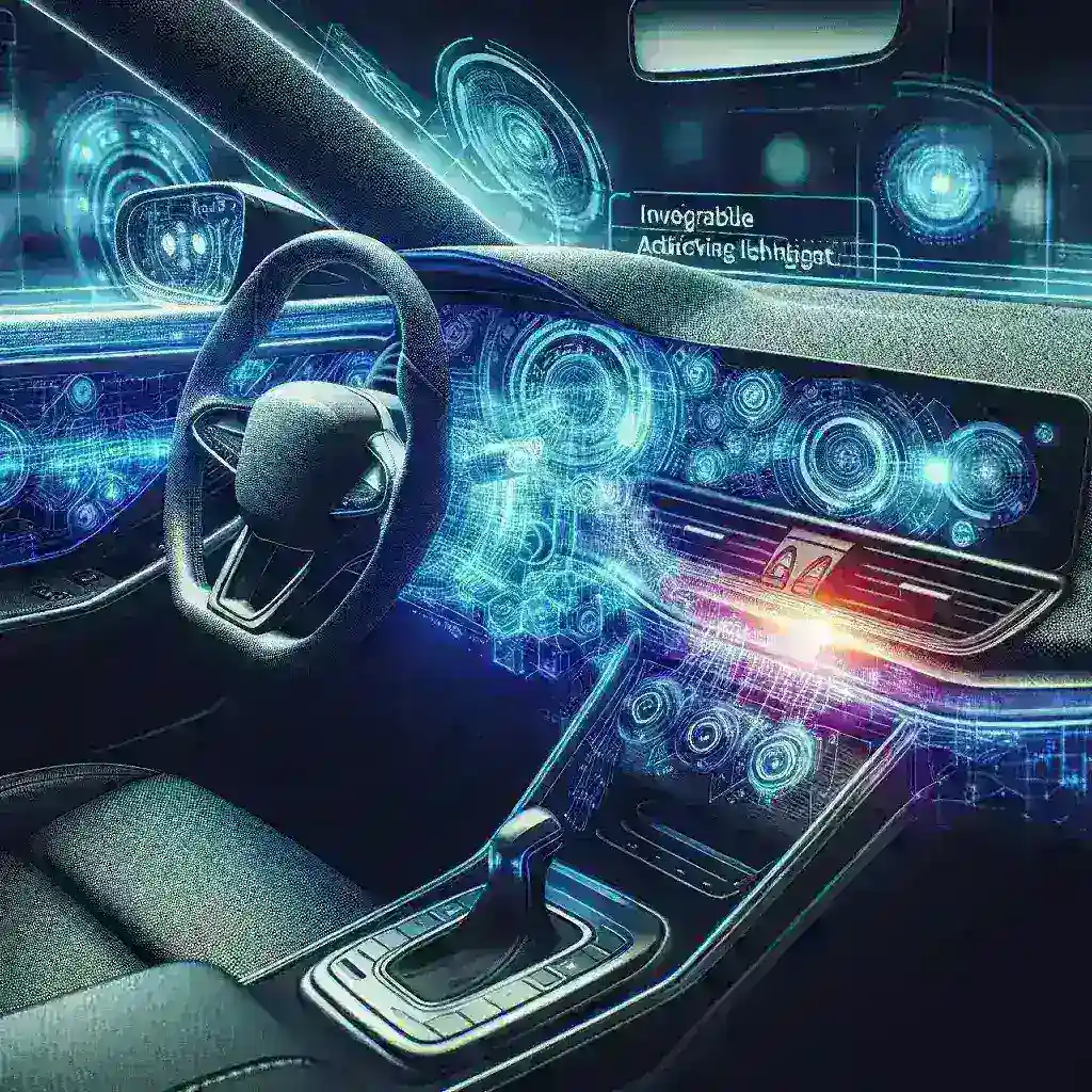 "BMW iX interior showcasing advanced adaptive lighting technology powered by new firmware update, highlighting AI-enhanced ambiance and modern design features."