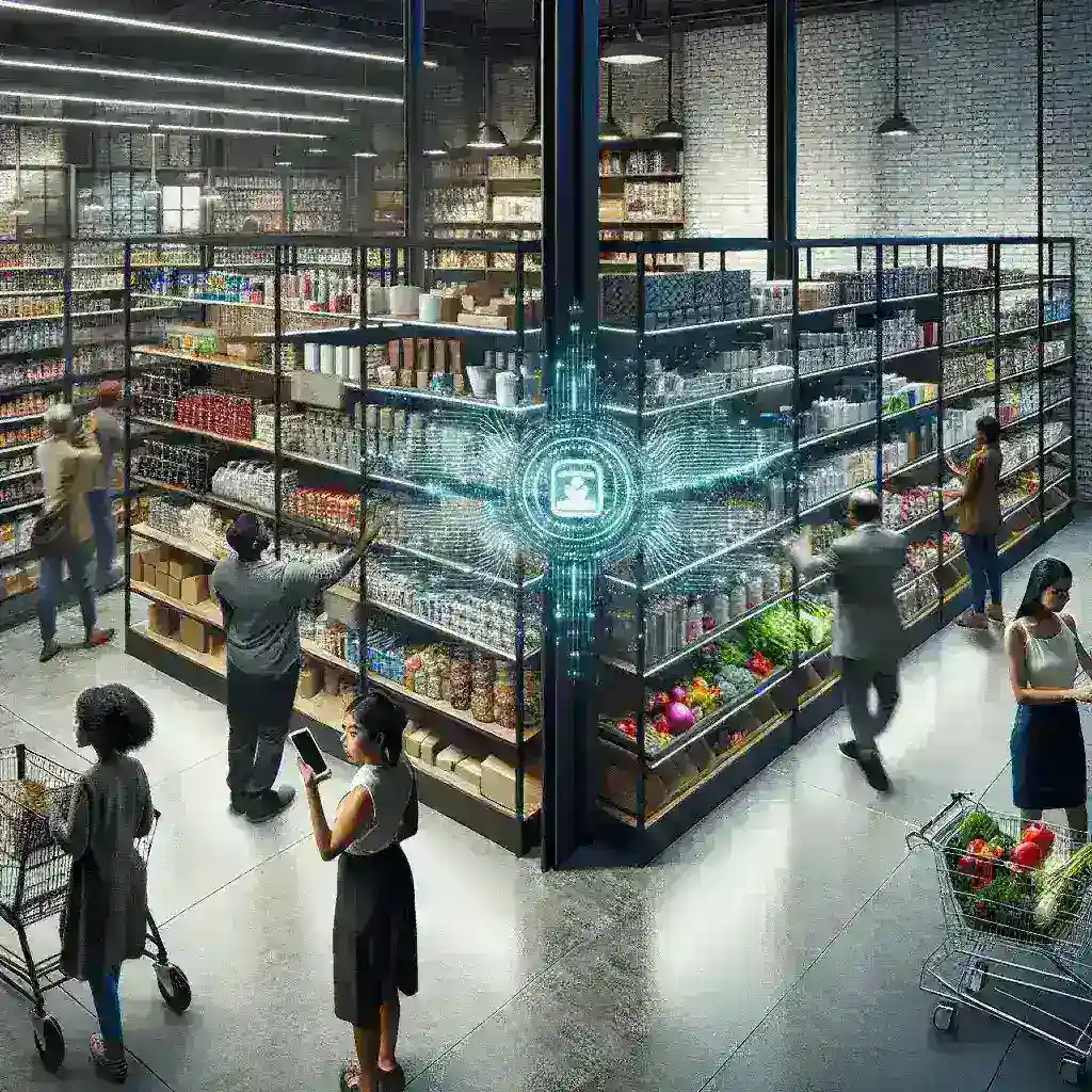 "Target store employee using AI technology to monitor real-time inventory demand signals on a digital device, enhancing stock management and customer satisfaction."