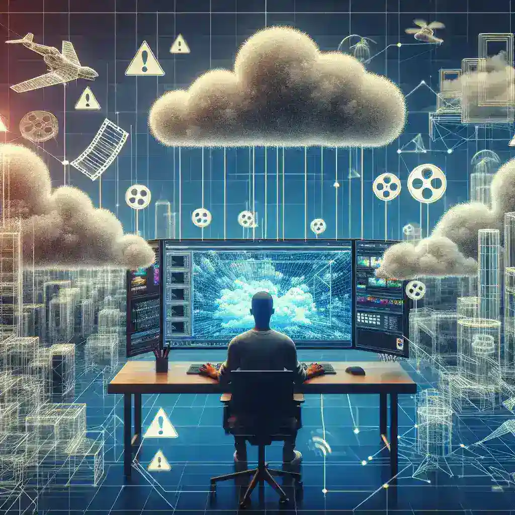 "Cloud-based video rendering services screenshot showcasing enhanced digital content creation tools for 2024, illustrating collaboration, speed, and quality in video production."